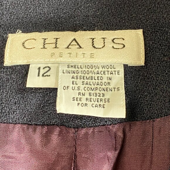 Chaus Petite Blazer Tops Women's Size 12 100% Wool Blue 3 Button Blazer - Picture 11 of 14